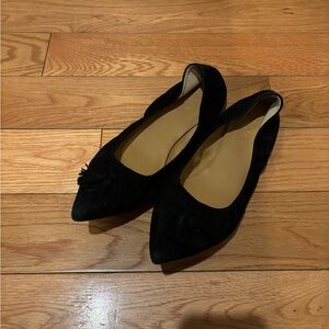 J.crew sz9 black suede pointed toe tassel flats